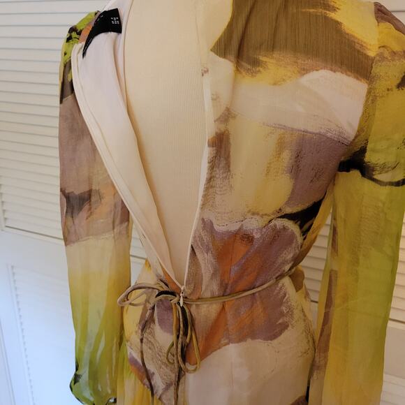 ASOS Design Green Sheer Long Sleeve Maxi Dress Women's Size 0 - Picture 5 of 8